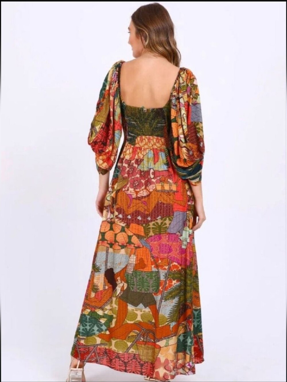 NWT Farm Rio Prainha Tropical Botanical Maxi Dress Size P Small New - Picture 4 of 10